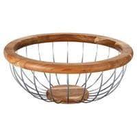 Felicia Fruktskål krom tråd med acacia diameter 32 cm höjd 13,5 cm