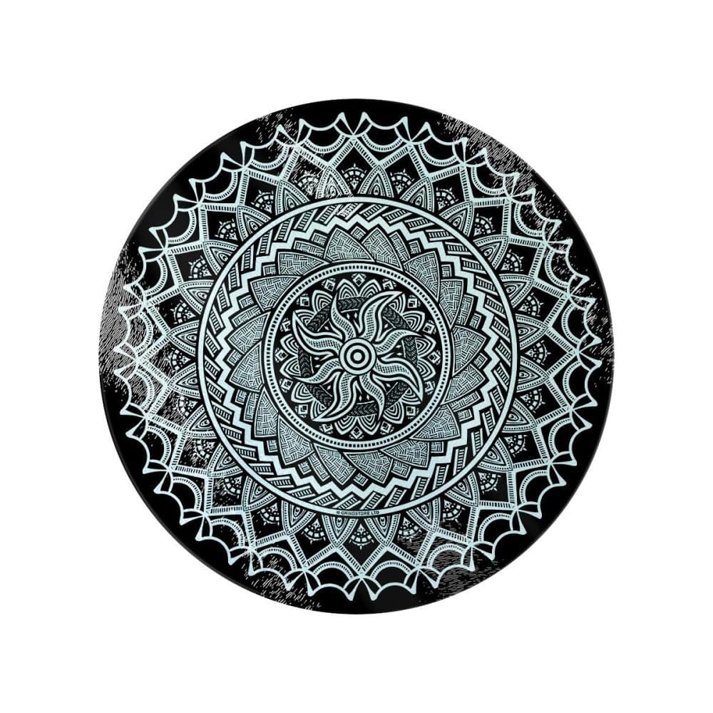 Grindstore Monochrome Mandala Circular Glass Chopping Board