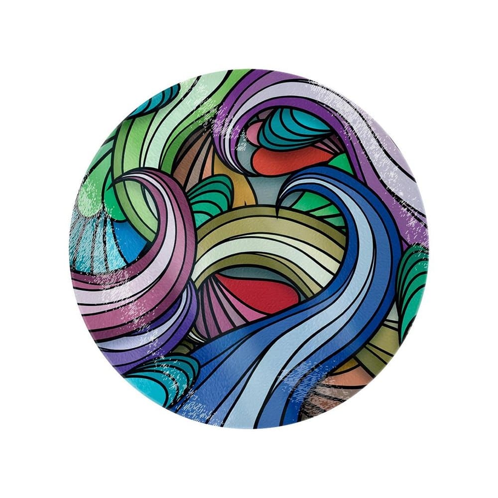 Grindstore Multicoloured Waves Circular Glass Chopping Board