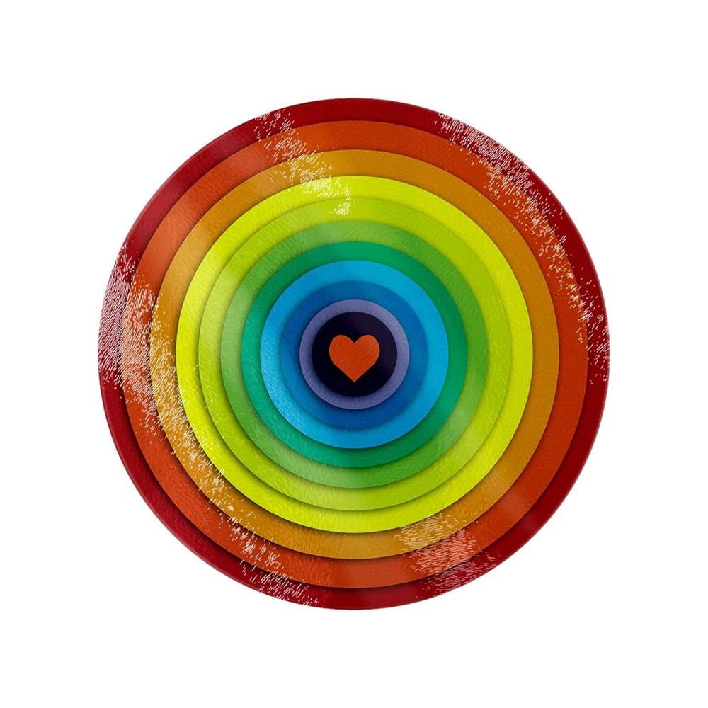 Grindstore Rainbow Heart Circular Glass Chopping Board