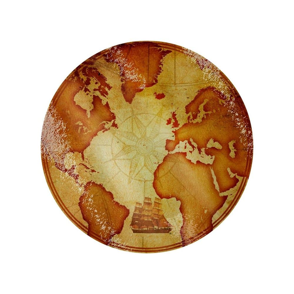Grindstore Vintage Map Circular Glass Chopping Board