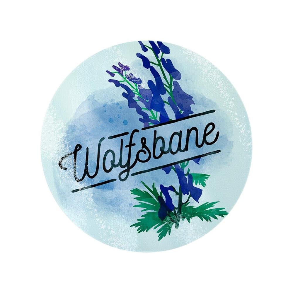 Deadly Detox Wolfsbane Circular Glass Chopping Board