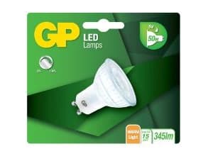 LED Pære GP GU10 5W 2700K 345LM Dæmpbar,6 æsk x 8 pk x 1 stk/krt
