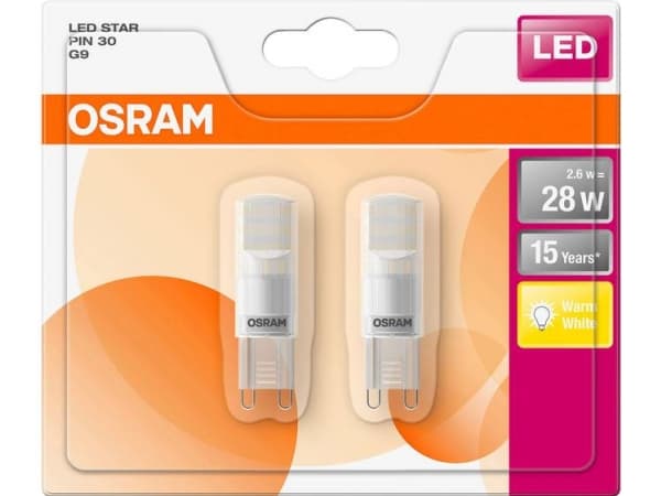 OSRAM LED (RGB) Energiklasse A++ (A++ - E) G9 Stiftform 2.6 W Varmhvid (Ø x L) 15.0 mm x 52.0 mm 2 stk