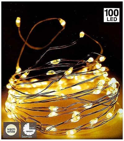 Ljusslinga / Silvertråd 100 LED - 10 meter - Batteridriven