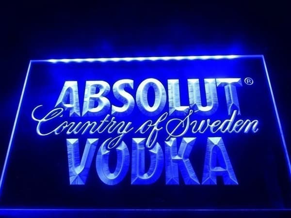 ABSOLUT VODKA SWEDEN BAR NEON LJUS PUB LIGHT SKYLT SIGN NR
