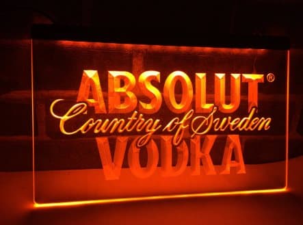 ABSOLUT VODKA SWEDEN BAR NEON LJUS PUB LIGHT SKYLT SIGN NR