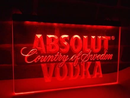 ABSOLUT VODKA SWEDEN BAR NEON LJUS PUB LIGHT SKYLT SIGN NR