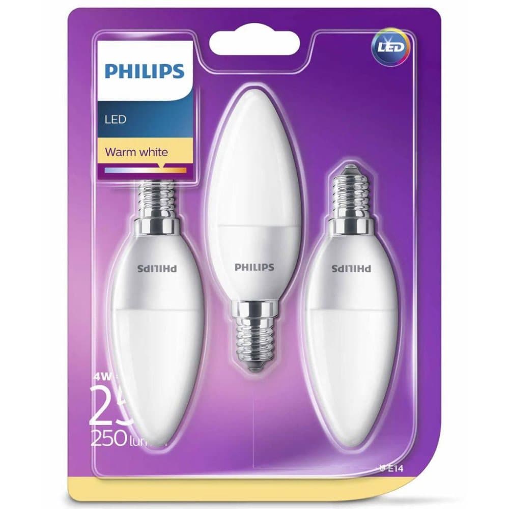 Philips LEDstearinlyspærer 3 stk 4 W 250 Lumens 929001157470
