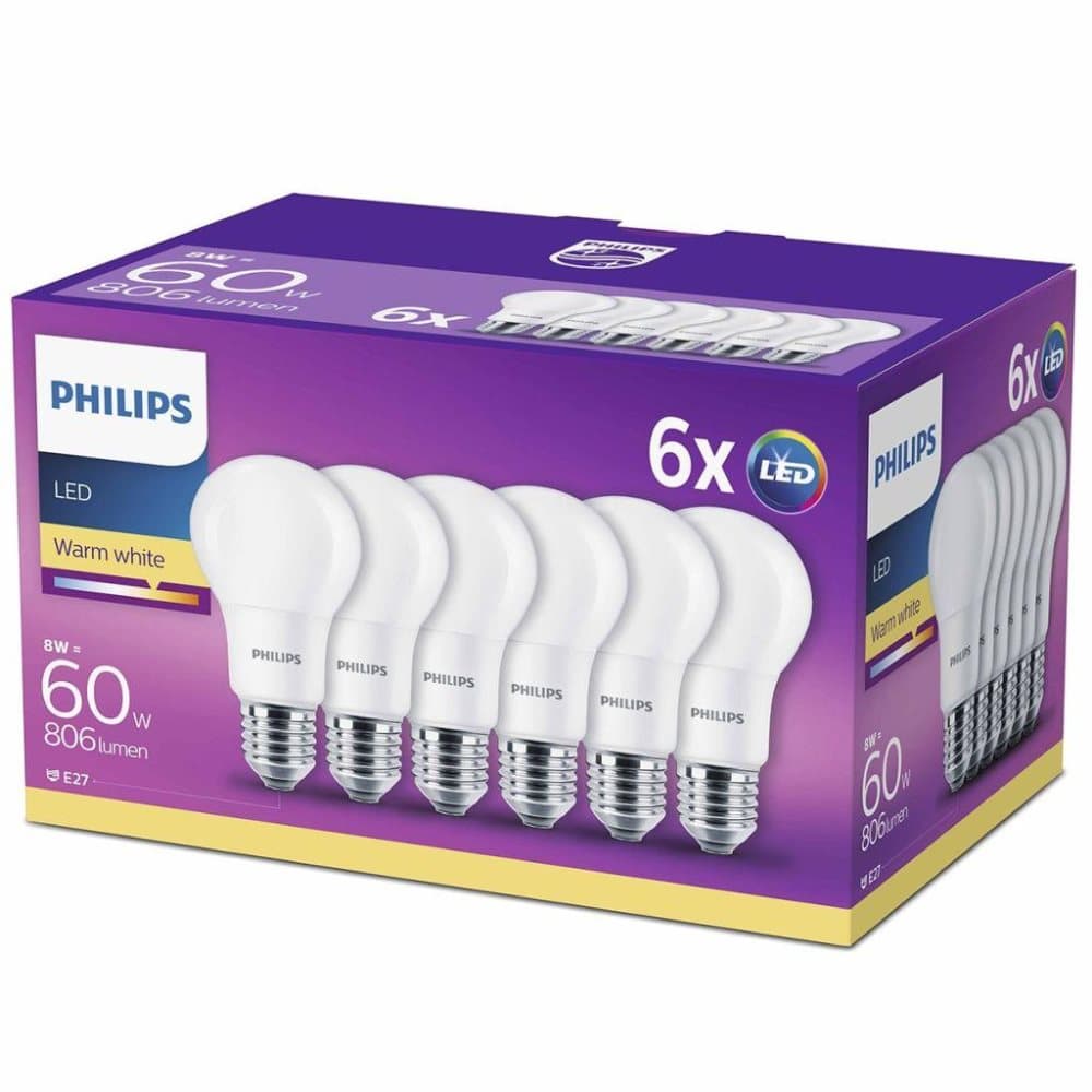 Philips LED pærer 6 stk 8 W 806 lumen 929001234391