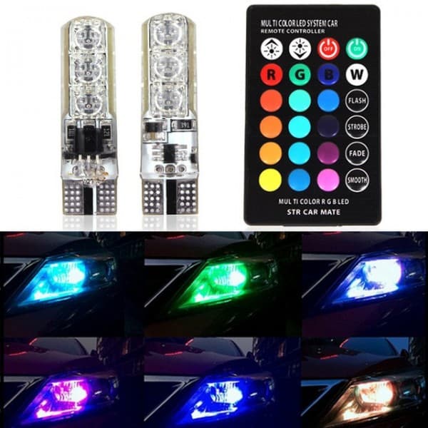 RGB T10 lampor med fjärrstyrning