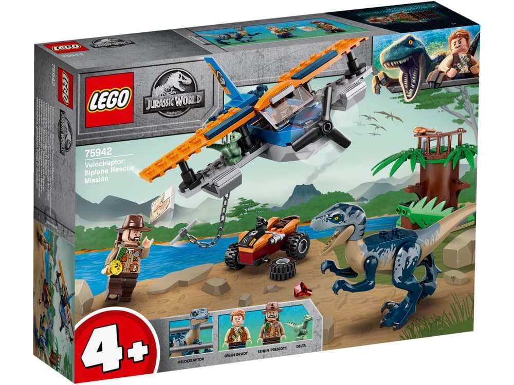 LEGO® Jurassic World Velociraptor: Räddningsuppdrag med biplan 75942