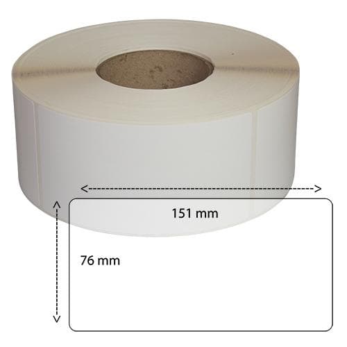 Etiketter på rulle, självhäftande, högblanka för bläck, 76-151mm, 1000 st