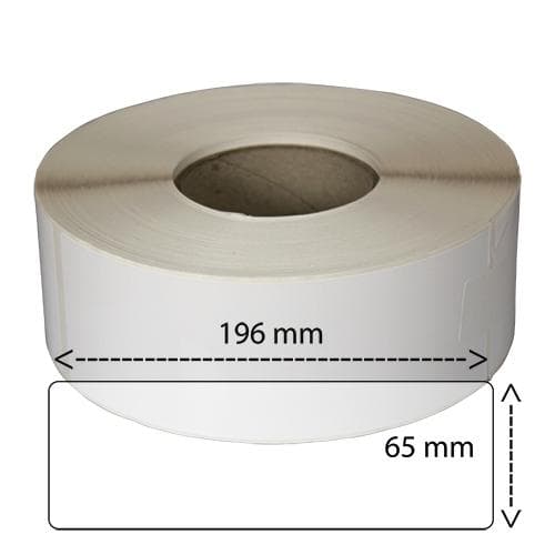 Etiketter på rulle, självhäftande, högblanka för bläck, 65-196 mm, 750 per rulle
