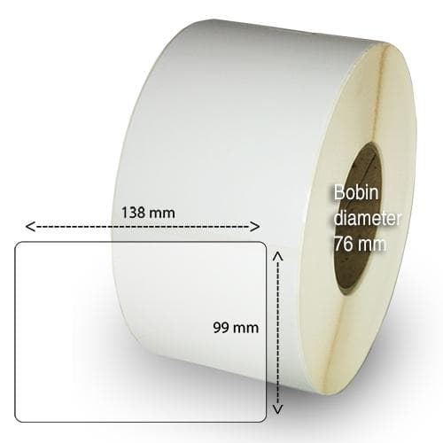Etiketter på rulle, självhäftande, högblanka för bläck, 99-138 mm, 1000 per rull