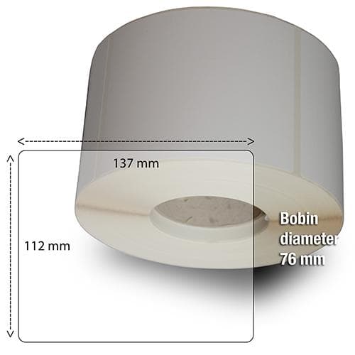 Etiketter på rulle, självhäftande, högblanka för bläck, 112-137 mm, 1000 st