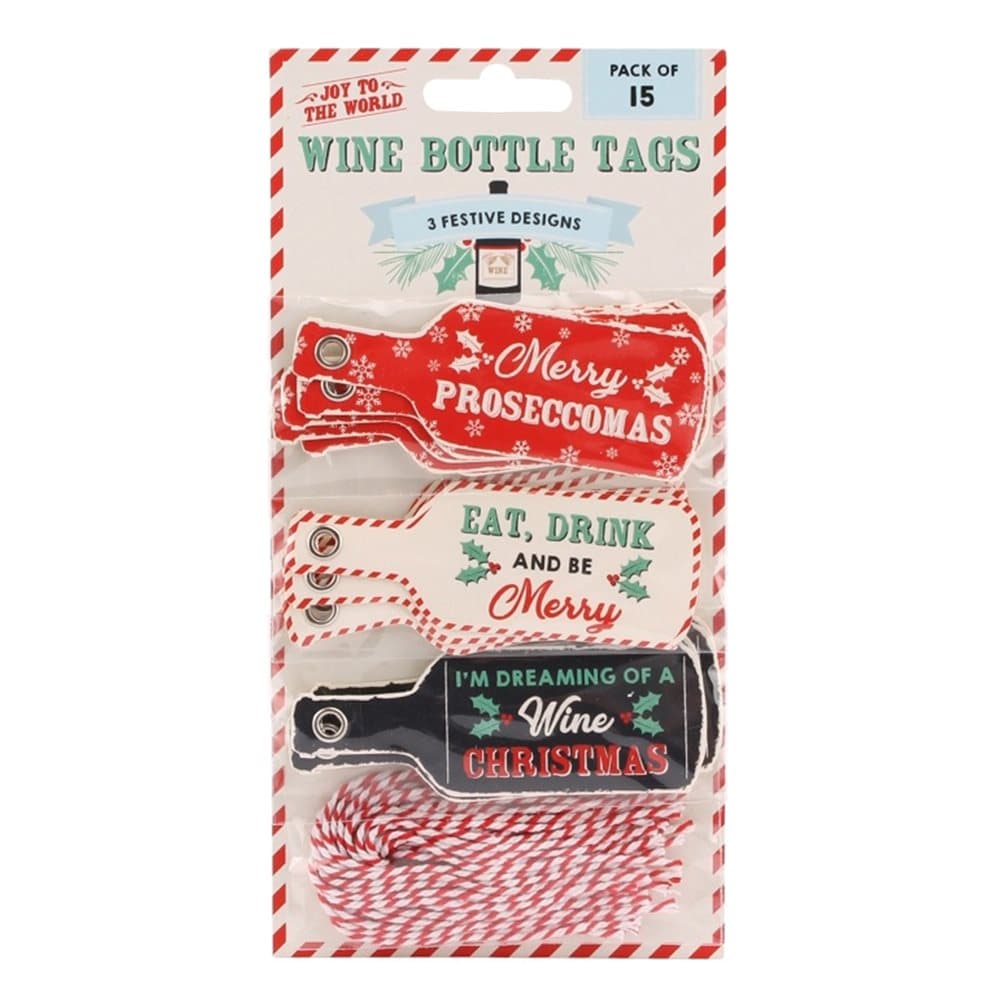 Joy To The World Proseccomas Wine Bottle Gift Tags (Pack Of 15)