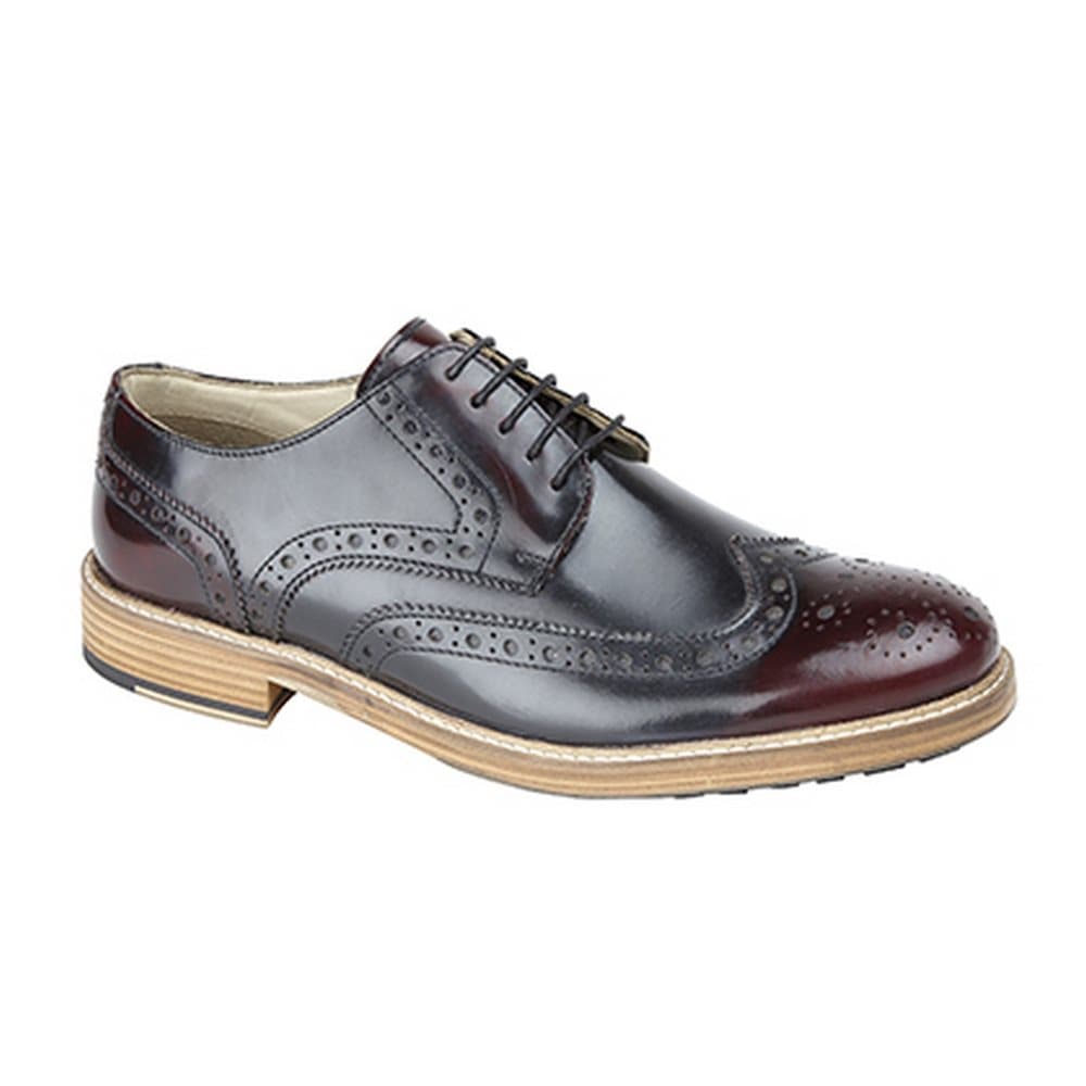 Roamers Mens 5 Eyelet Wing Capped Resin Sole Brogue Gibson Shoes