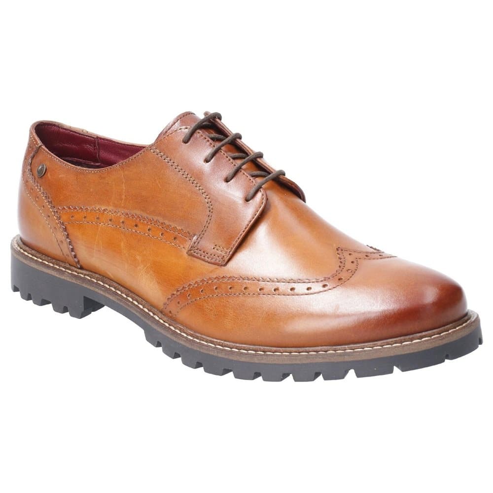 Base London Mens Grundy Washed Lace Up Leather Shoes
