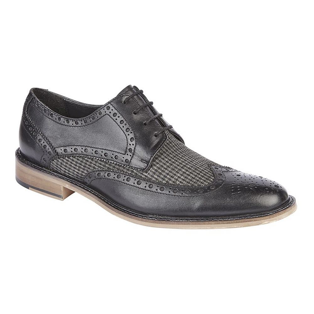 Roamers Mens Leather And Textile 4 Eye Wing Cap Gibson Brogues