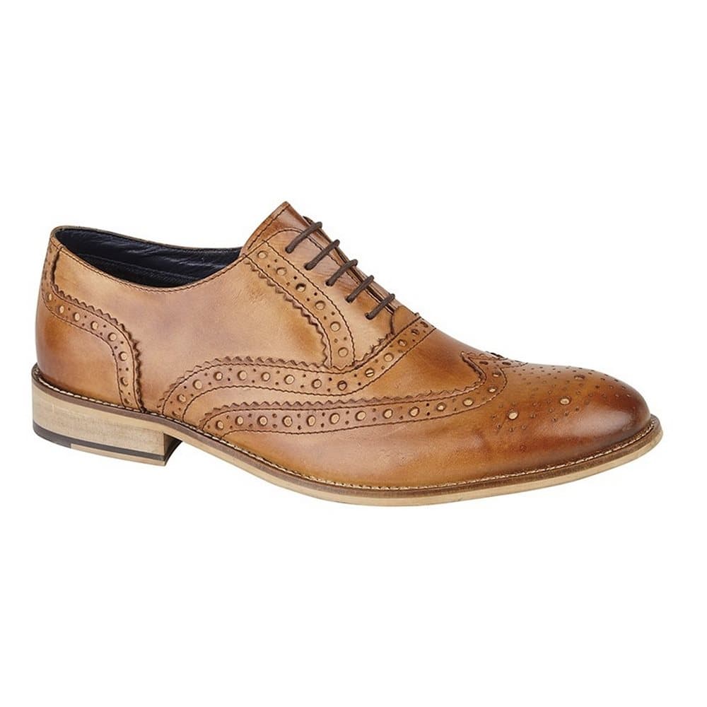 Roamers Mens Leather Brogue Oxford Shoes