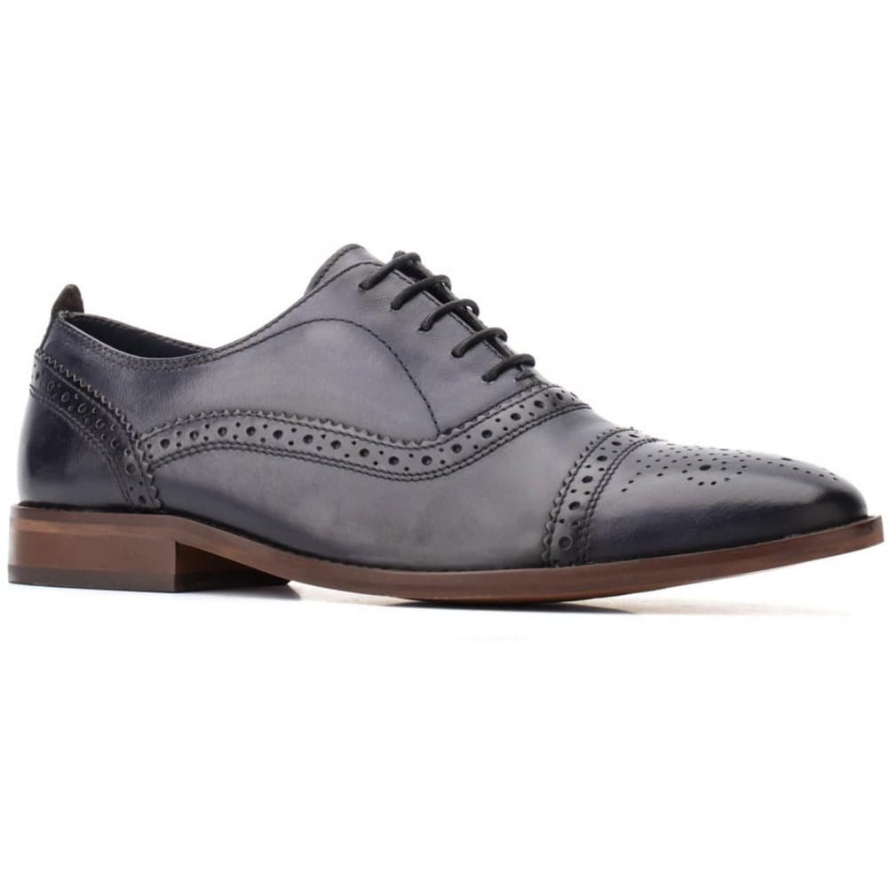 Base London Mens Cast Washed Lace Up Leather Brogue Shoe