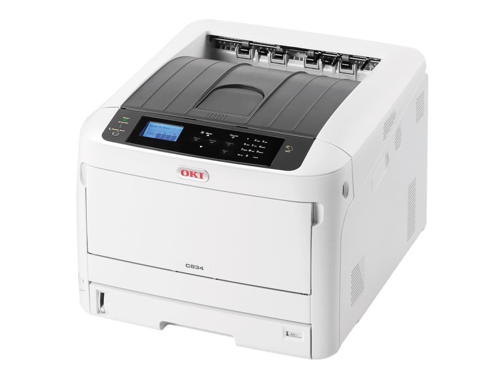 OKI C834dnw - Skriver - farge - Dupleks - LED - A3 - 1200 x 600 dpi - inntil 36 spm (mono) / inntil 36 spm (farge) - kapasitet: 400 ark - USB 2.0, Gi