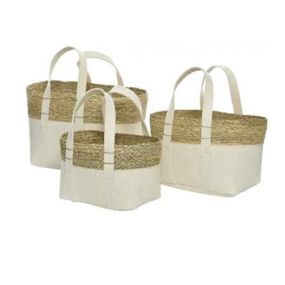 Rectangular Felt Baskets With Handles (Set Of 3)