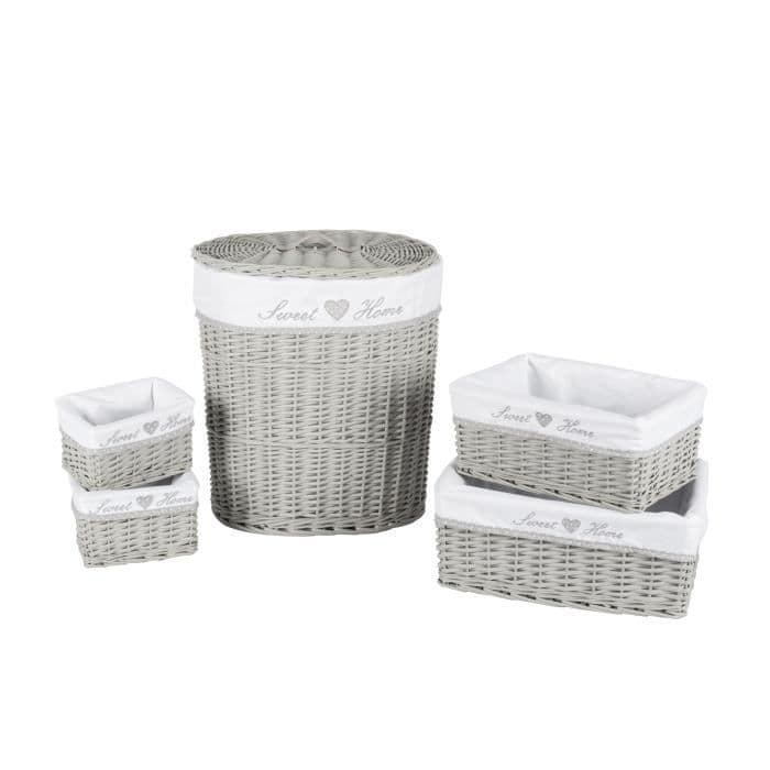 Lingere og 4 rottingkurve - Beige - 42x30x48 cm