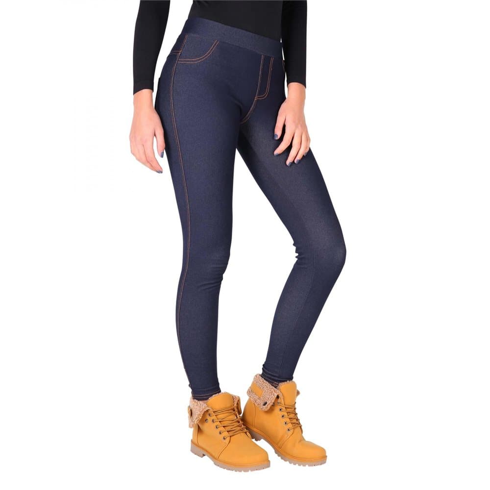 Krisp Womens/Ladies Denim Look Fur Lined Leggings