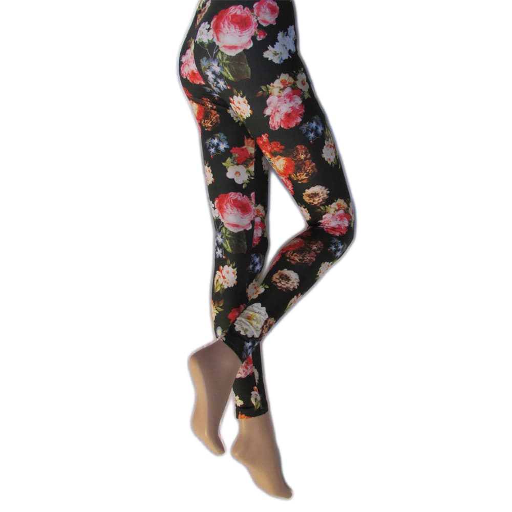 Silky Womens/Ladies Floral Printed Fashion Leggings (1 Pair)
