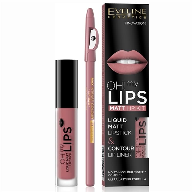 Eveline Oh My Lips Liquid Matt Lipstick And Lip Liner 07 Baby Nude