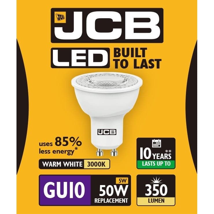 JCB LED GU10 5w Light Bulb Cap 350lm 3000k Warm White