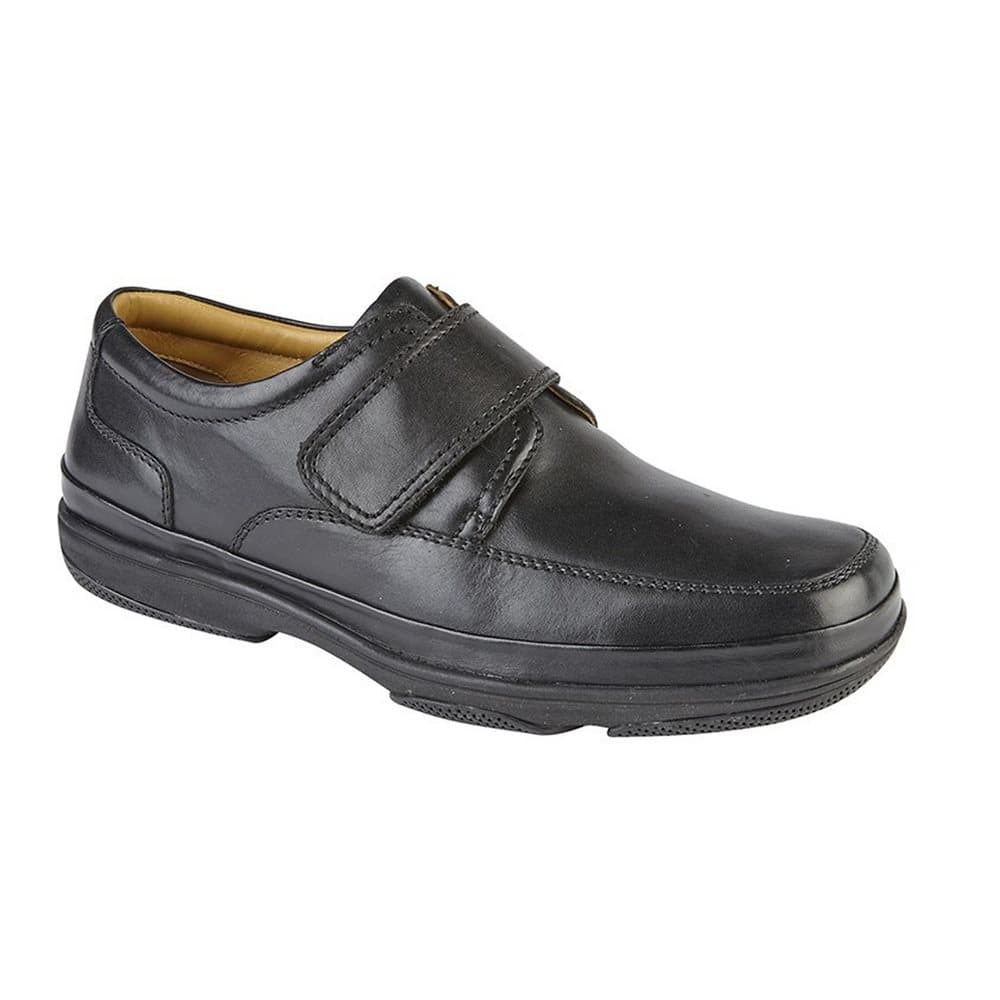 Roamers Mens Leather Wide Fit Touch Fastening Casual Shoes