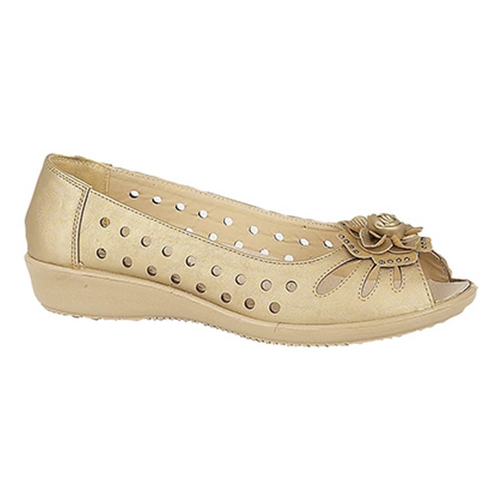 Boulevard Womens/Ladies Punched Open Toe Flower Casual Shoes