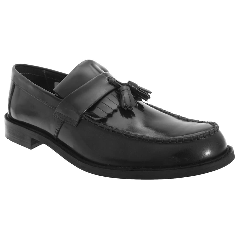 Roamers Herrar Toggle Saddle Hi-Shine Leather Loafers