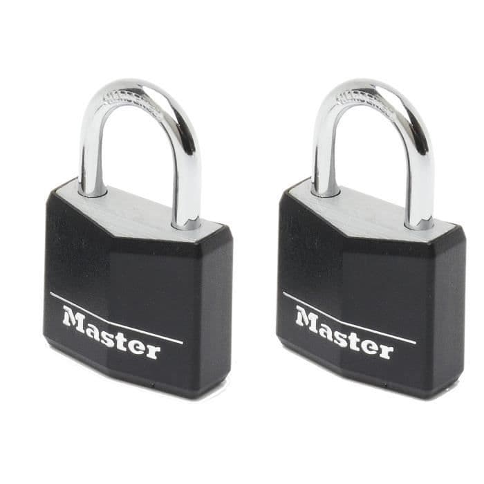 MASTERLOCK Sæt med 2 aluminium hængelåse 30mm vinylafdækning