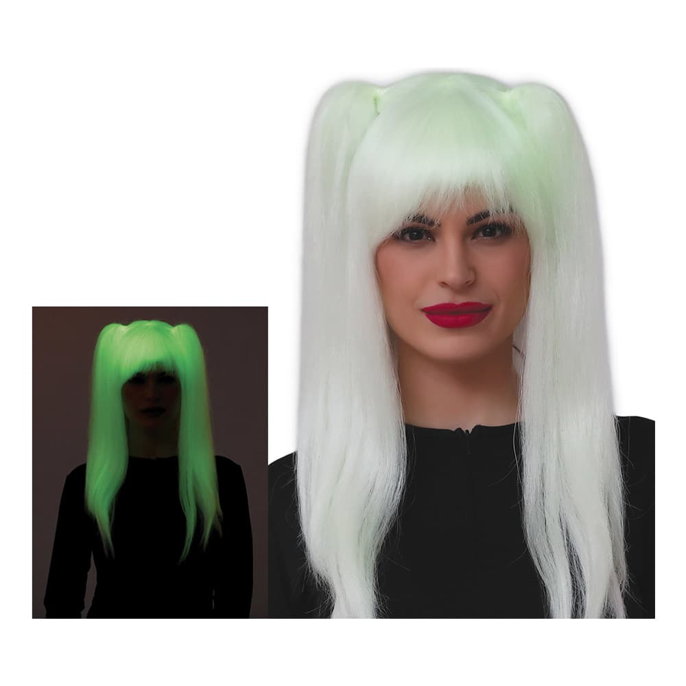 Blond Fluorescerande Peruk med Tofsar