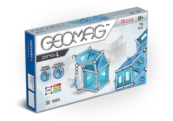 Geomag Pro-L 75, blå, Silver, Transparent, 8 År, 75 styck