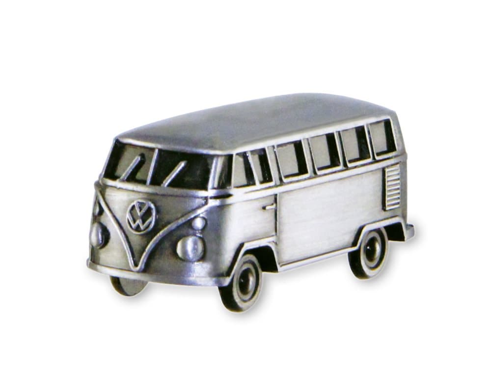 BRISA VW Collection - Volkswagen Bus T1 Camper Van Transporter 3D-minimagnetmagnet i gave dåse (Vintage Silver)
