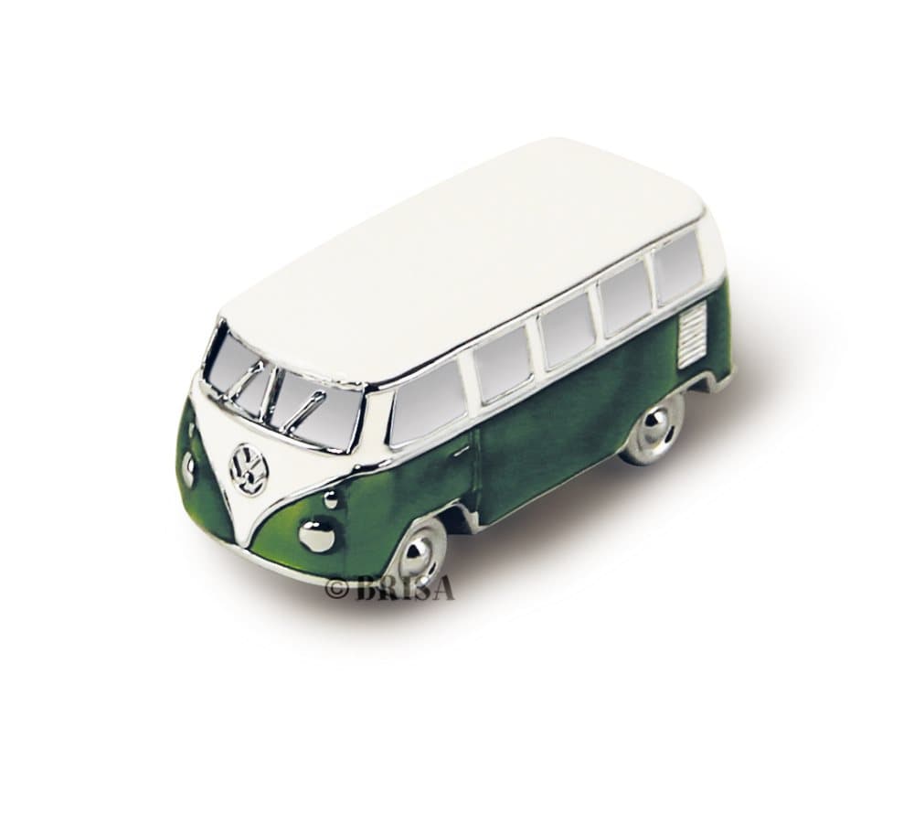 BRISA VW Collection - Volkswagen Bus T1 Camper Van Transporter 3D-minimagnetmagnet i gave dåse (Green)