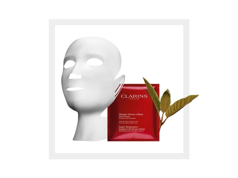 Clarins 80030120, Unisex, Universell, anti aldring, Behandling, Oat, Shea, Horse chestnut, 1. Open the pack. Take out the face mask and carefully unf