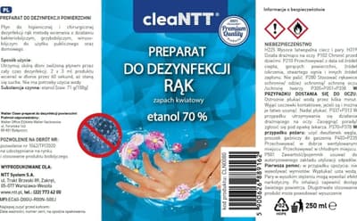 NTT System Hand disinfectant cleaNTT CLN0080 with a floral scent, 250 ml