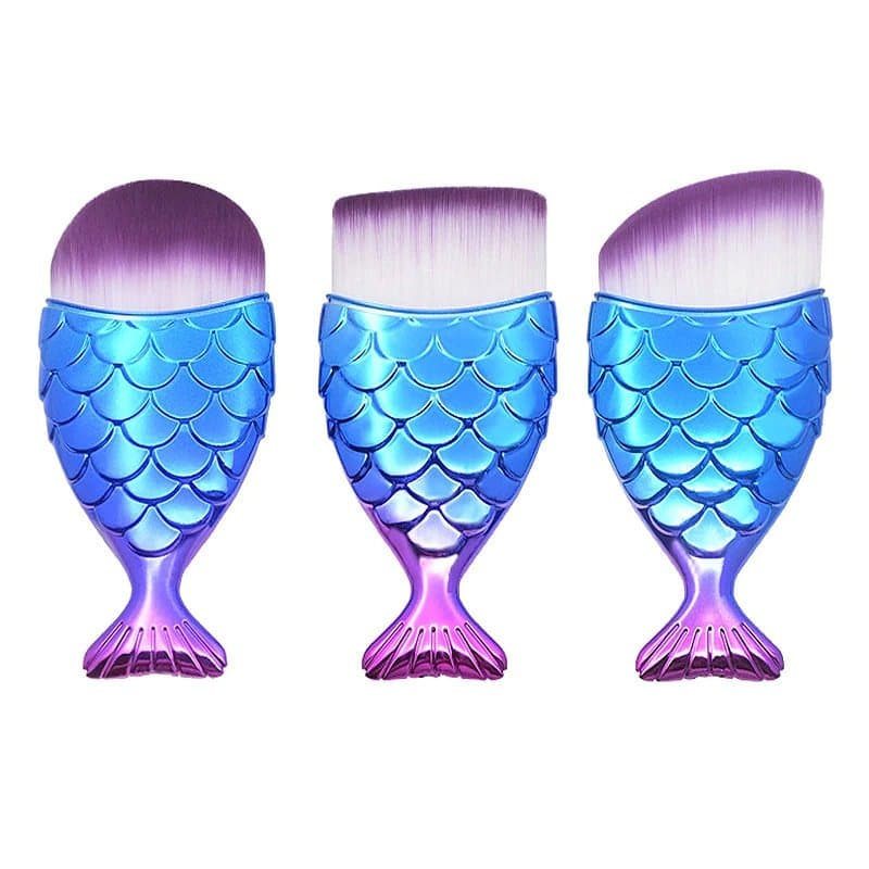 3x Makeupbørster, Mermaid - Blå, lilla