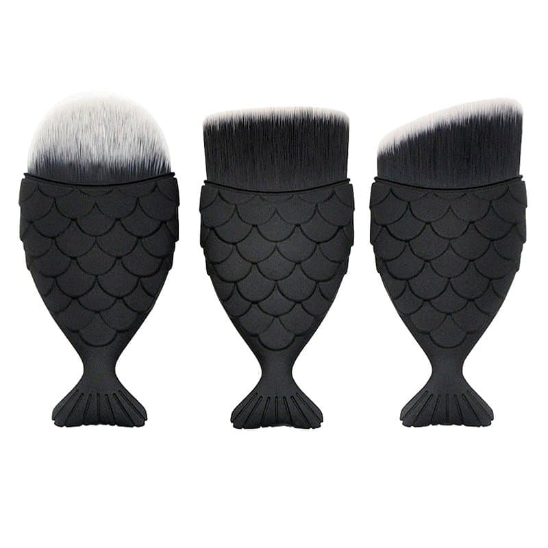 3x Makeupbørster, Mermaid - Sort