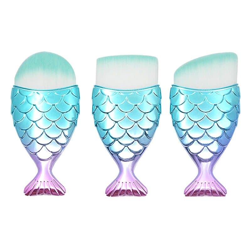 3x Makeupbørster, Mermaid - Turkis