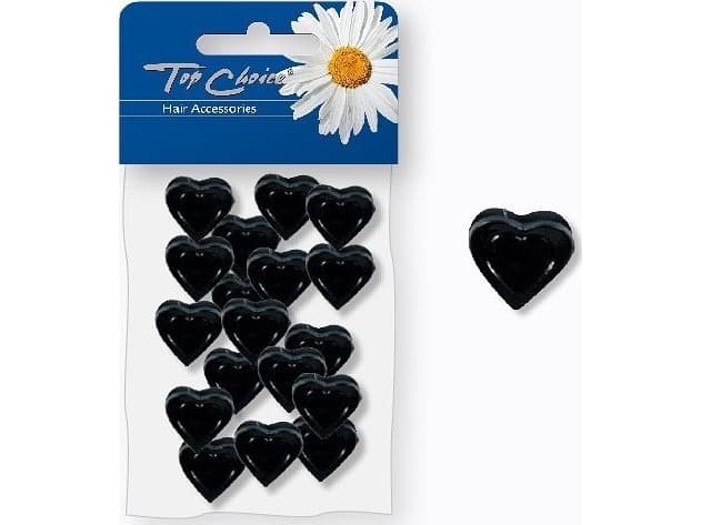 Top Choice Top Choice Hair clips - black hearts (25228) 1 pack-18 pcs