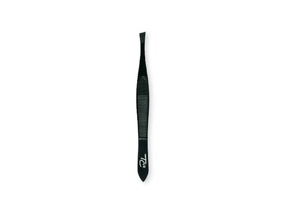 Top Choice Nail care and decoration Tweezers black matt, oblique 75575