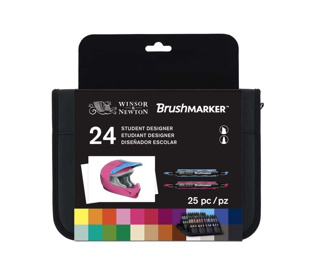 BrushMarker Markør Penn "Student Designer" sett 24 i en praktisk pose Winsor & Newton