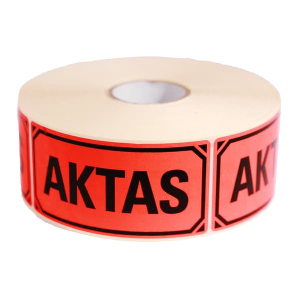 Emballageetiketter/Varningsetiketter "AKTAS" 1000 st/rulle